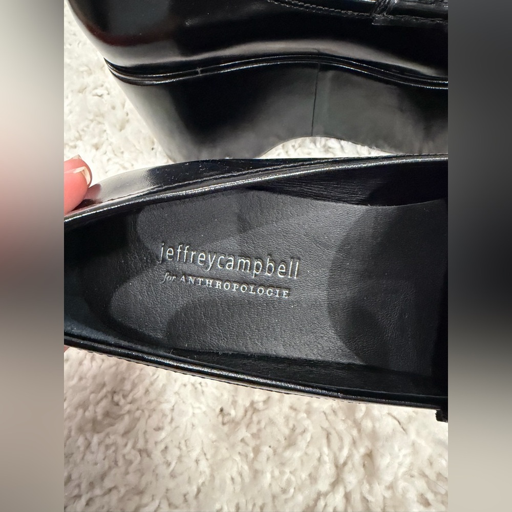 Jeffrey Campbell Black Platform Loafers with Bow - Picture 3 of 8